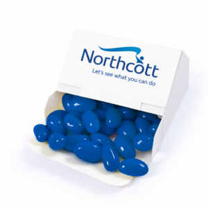 Corporate Colour Jelly Beans in 50g Box (LL31476) with digital label